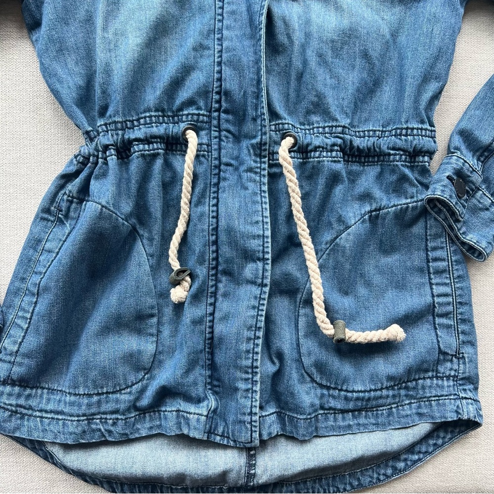Modern Amusement Chambray Denim Hooded Jacket - Picture 3 of 8